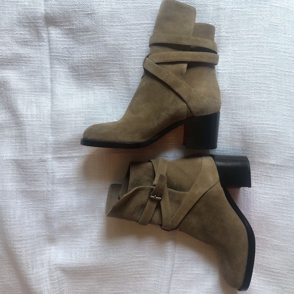 Christian Louboutin Tan Suede Ankle Boots